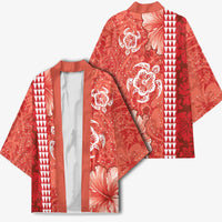Red Hibiscus Turle Kimono Hawaiian Style Tribal Tapa Pattern LT9 - Polynesian Pride