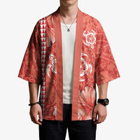 Red Hibiscus Turle Kimono Hawaiian Style Tribal Tapa Pattern LT9 - Polynesian Pride