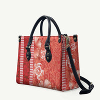 Red Hibiscus Turle Leather Bag Hawaiian Style Tribal Tapa Pattern LT9 Red - Polynesian Pride