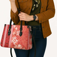 Red Hibiscus Turle Leather Bag Hawaiian Style Tribal Tapa Pattern LT9 - Polynesian Pride