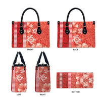 Red Hibiscus Turle Leather Bag Hawaiian Style Tribal Tapa Pattern LT9 - Polynesian Pride