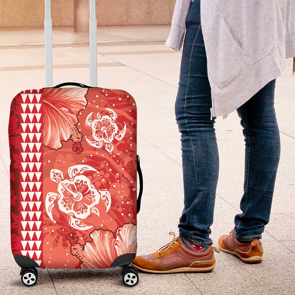 Red Hibiscus Turle Luggage Cover Hawaiian Style Tribal Tapa Pattern LT9 Red - Polynesian Pride