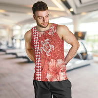 Red Hibiscus Turle Men Tank Top Hawaiian Style Tribal Tapa Pattern LT9 Red - Polynesian Pride