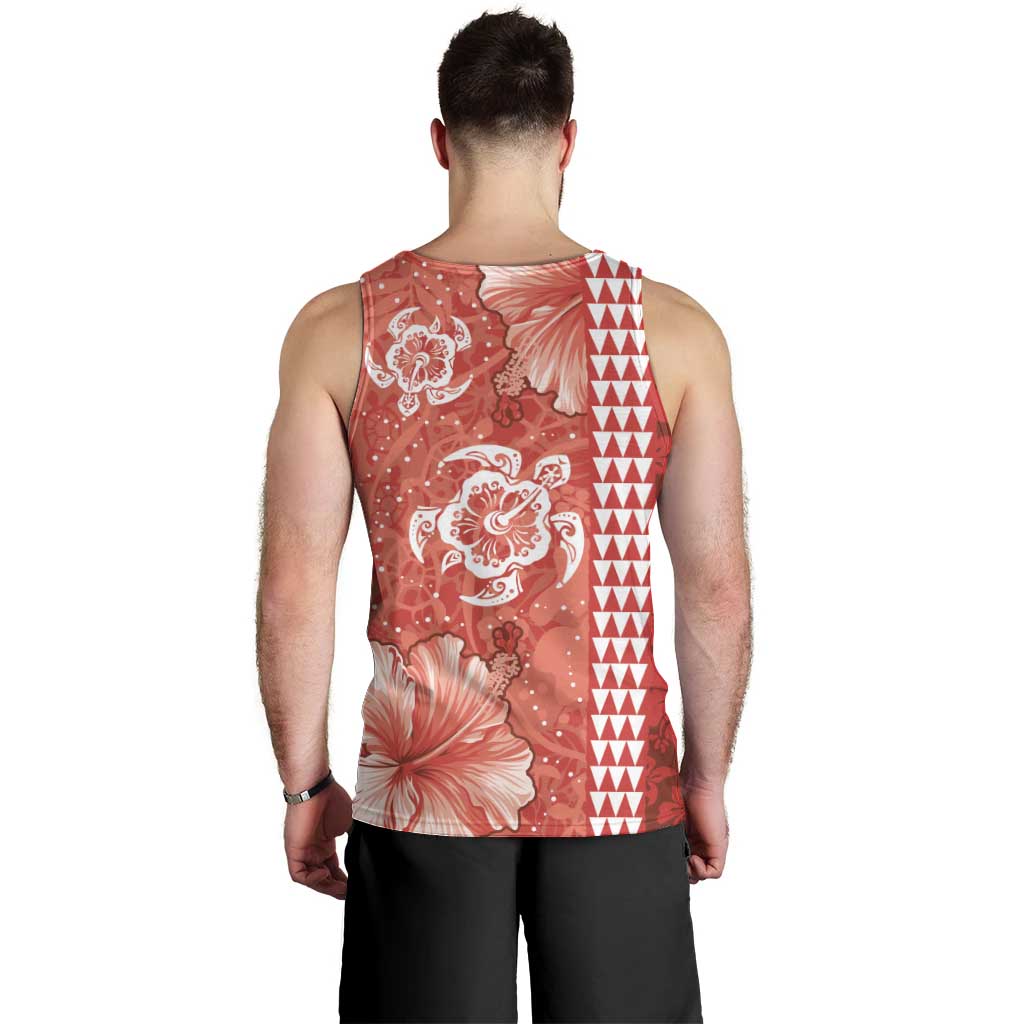 Red Hibiscus Turle Men Tank Top Hawaiian Style Tribal Tapa Pattern LT9 - Polynesian Pride
