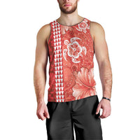 Red Hibiscus Turle Men Tank Top Hawaiian Style Tribal Tapa Pattern LT9 - Polynesian Pride