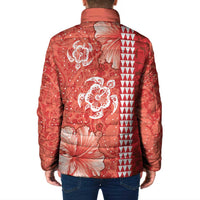 Red Hibiscus Turle Padded Jacket Hawaiian Style Tribal Tapa Pattern LT9 - Polynesian Pride