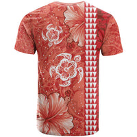 Red Hibiscus Turle T Shirt Hawaiian Style Tribal Tapa Pattern LT9 - Polynesian Pride