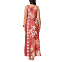 Red Hibiscus Turle Tank Maxi Dress Hawaiian Style Tribal Tapa Pattern LT9 - Polynesian Pride