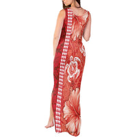 Red Hibiscus Turle Tank Maxi Dress Hawaiian Style Tribal Tapa Pattern LT9 - Polynesian Pride