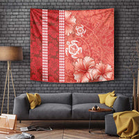 Red Hibiscus Turle Tapestry Hawaiian Style Tribal Tapa Pattern LT9 Red - Polynesian Pride