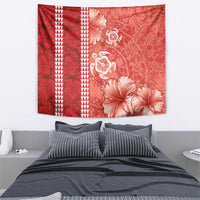 Red Hibiscus Turle Tapestry Hawaiian Style Tribal Tapa Pattern LT9 - Polynesian Pride