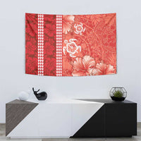 Red Hibiscus Turle Tapestry Hawaiian Style Tribal Tapa Pattern LT9 - Polynesian Pride