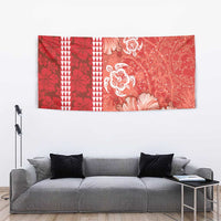 Red Hibiscus Turle Tapestry Hawaiian Style Tribal Tapa Pattern LT9 - Polynesian Pride