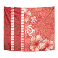 Red Hibiscus Turle Tapestry Hawaiian Style Tribal Tapa Pattern LT9 - Polynesian Pride