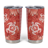 Red Hibiscus Turle Tumbler Cup Hawaiian Style Tribal Tapa Pattern LT9 Red - Polynesian Pride