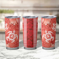 Red Hibiscus Turle Tumbler Cup Hawaiian Style Tribal Tapa Pattern LT9 - Polynesian Pride