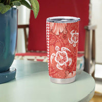 Red Hibiscus Turle Tumbler Cup Hawaiian Style Tribal Tapa Pattern LT9 - Polynesian Pride