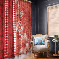 Red Hibiscus Turle Window Curtain Hawaiian Style Tribal Tapa Pattern LT9 - Polynesian Pride