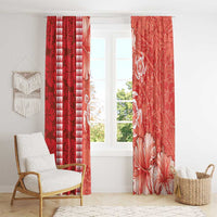 Red Hibiscus Turle Window Curtain Hawaiian Style Tribal Tapa Pattern LT9 - Polynesian Pride