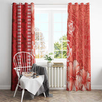 Red Hibiscus Turle Window Curtain Hawaiian Style Tribal Tapa Pattern LT9 - Polynesian Pride