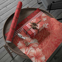 Red Hibiscus Turle Wrapping Paper Hawaiian Style Tribal Tapa Pattern LT9 - Polynesian Pride