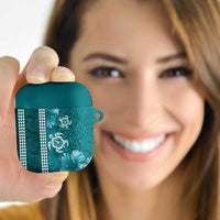 Teal Hibiscus Turle AirPods Case Hawaiian Style Tribal Tapa Pattern LT9 Teal - Polynesian Pride