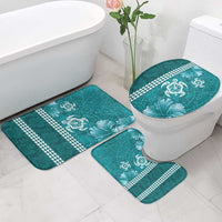 Teal Hibiscus Turle Bathroom Set Hawaiian Style Tribal Tapa Pattern LT9 - Polynesian Pride