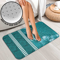 Teal Hibiscus Turle Bathroom Set Hawaiian Style Tribal Tapa Pattern LT9 - Polynesian Pride