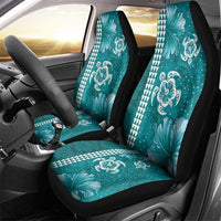 Teal Hibiscus Turle Car Seat Cover Hawaiian Style Tribal Tapa Pattern LT9 - Polynesian Pride