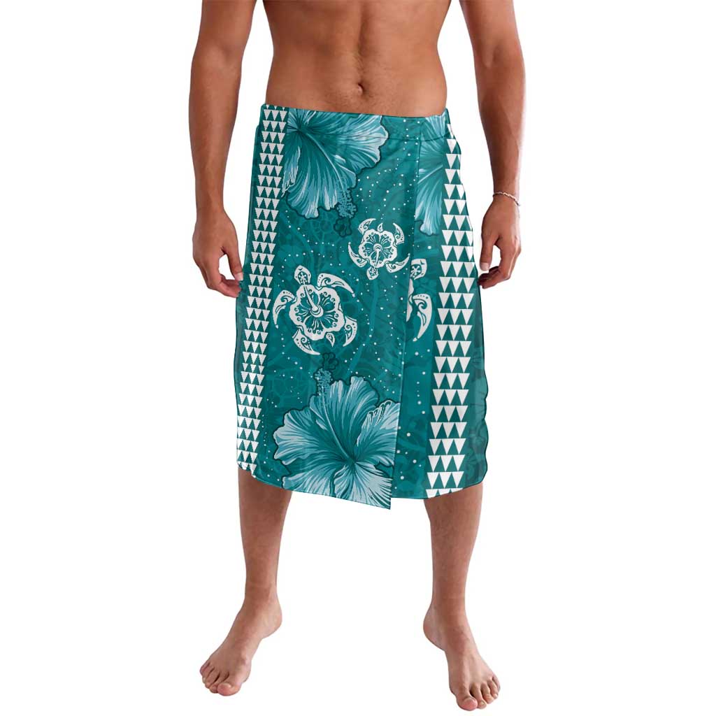 Teal Hibiscus Turle Lavalava Hawaiian Style Tribal Tapa Pattern LT9 Teal - Polynesian Pride