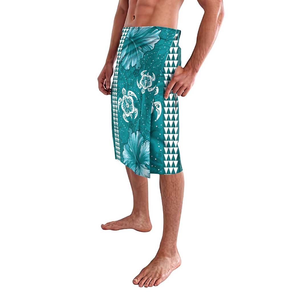Teal Hibiscus Turle Lavalava Hawaiian Style Tribal Tapa Pattern LT9 - Polynesian Pride
