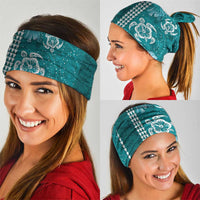 Teal Hibiscus Turle Neck Gaiter Hawaiian Style Tribal Tapa Pattern LT9 - Polynesian Pride