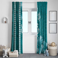 Teal Hibiscus Turle Window Curtain Hawaiian Style Tribal Tapa Pattern LT9 - Polynesian Pride
