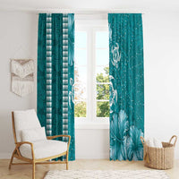 Teal Hibiscus Turle Window Curtain Hawaiian Style Tribal Tapa Pattern LT9 - Polynesian Pride