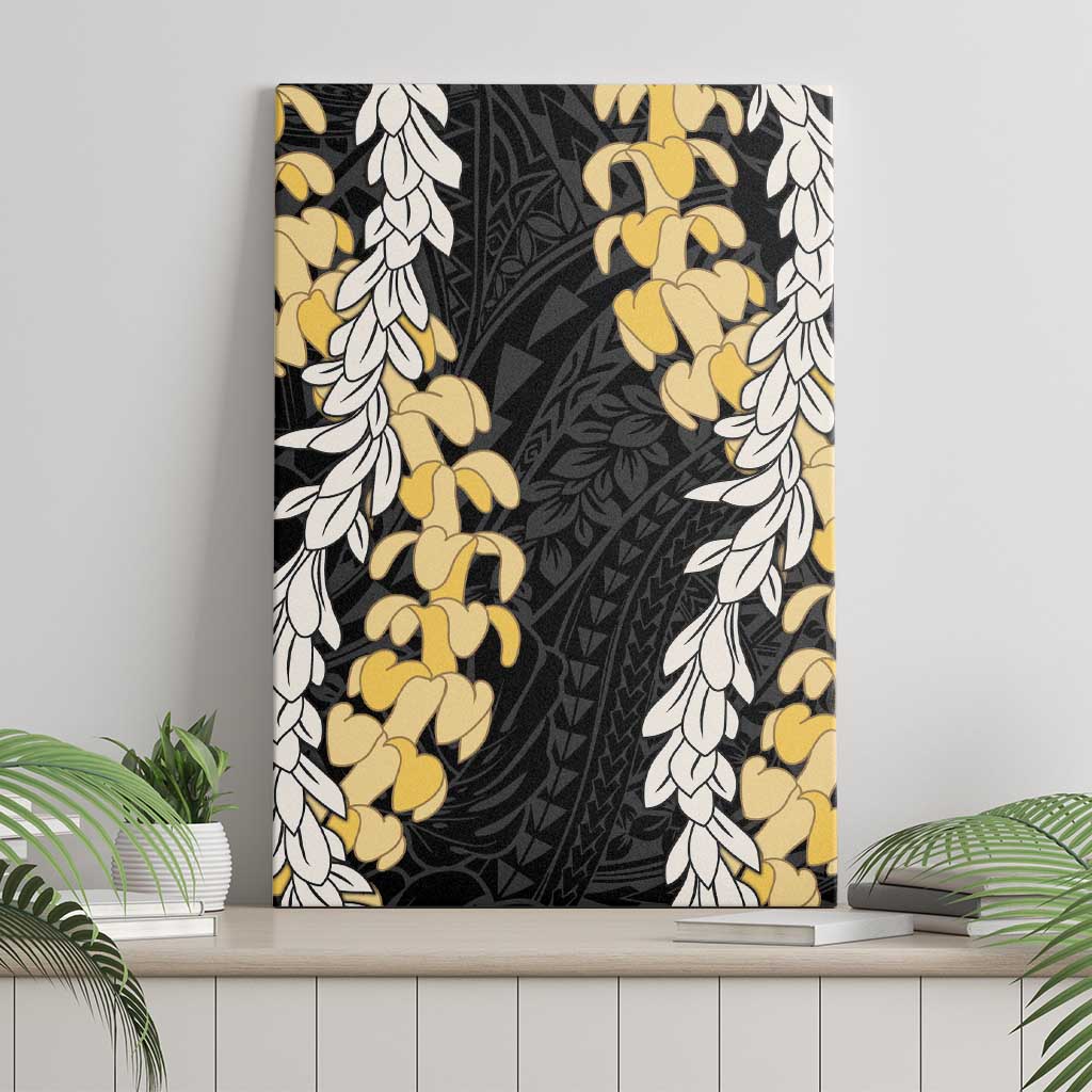 Puakenikeni and Maile Lei Canvas Wall Art Black Double Strand Lei LT9 - Polynesian Pride