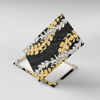 Puakenikeni and Maile Lei Canvas Wall Art Black Double Strand Lei LT9 With Frame Black - Polynesian Pride