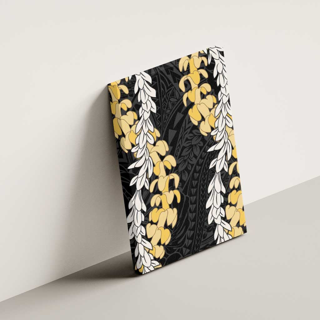 Puakenikeni and Maile Lei Canvas Wall Art Black Double Strand Lei LT9 - Polynesian Pride