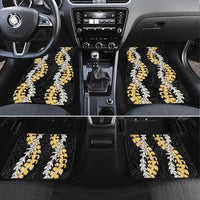 Puakenikeni and Maile Lei Car Mats Black Double Strand Lei LT9 Set 4pcs Black - Polynesian Pride