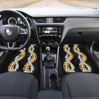 Puakenikeni and Maile Lei Car Mats Black Double Strand Lei LT9 Set 2pcs - Front Black - Polynesian Pride