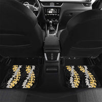 Puakenikeni and Maile Lei Car Mats Black Double Strand Lei LT9 Set 2pcs - Back Black - Polynesian Pride