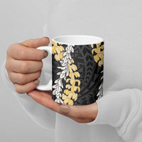 Puakenikeni and Maile Lei Ceramic Mug Black Double Strand Lei LT9 - Polynesian Pride