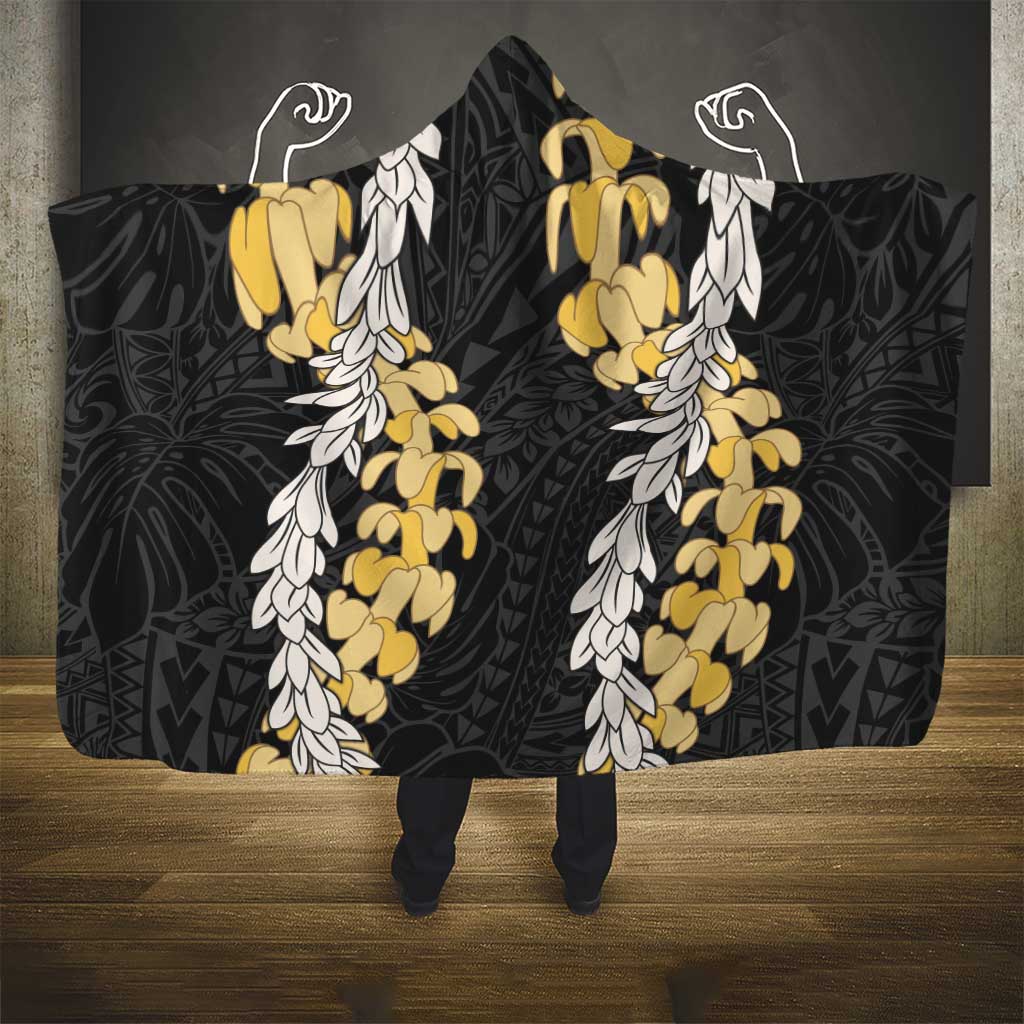 Puakenikeni and Maile Lei Hooded Blanket Black Double Strand Lei LT9 - Polynesian Pride
