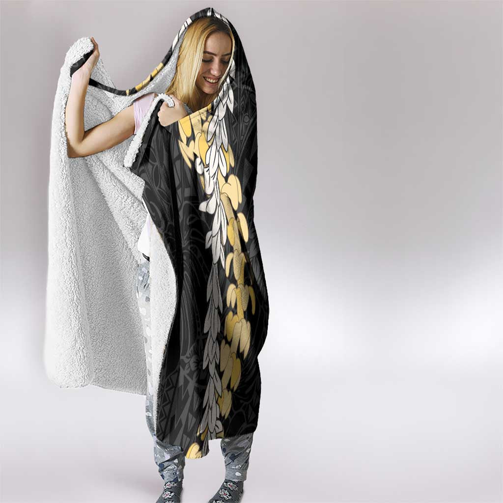 Puakenikeni and Maile Lei Hooded Blanket Black Double Strand Lei LT9 - Polynesian Pride