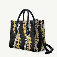 Puakenikeni and Maile Lei Leather Bag Black Double Strand Lei LT9 Black - Polynesian Pride