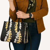 Puakenikeni and Maile Lei Leather Bag Black Double Strand Lei LT9 - Polynesian Pride