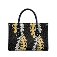 Puakenikeni and Maile Lei Leather Bag Black Double Strand Lei LT9 - Polynesian Pride