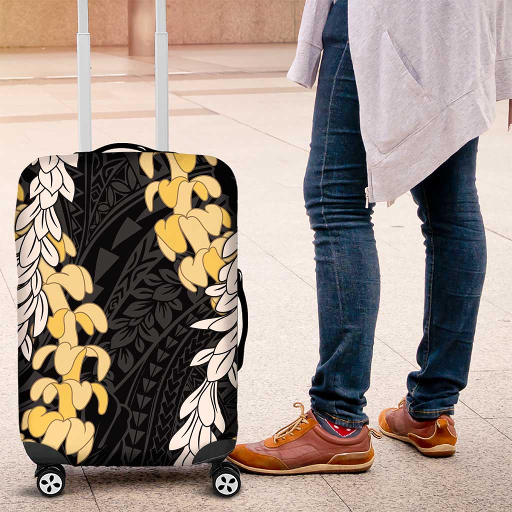 Puakenikeni and Maile Lei Luggage Cover Black Double Strand Lei LT9 Black - Polynesian Pride