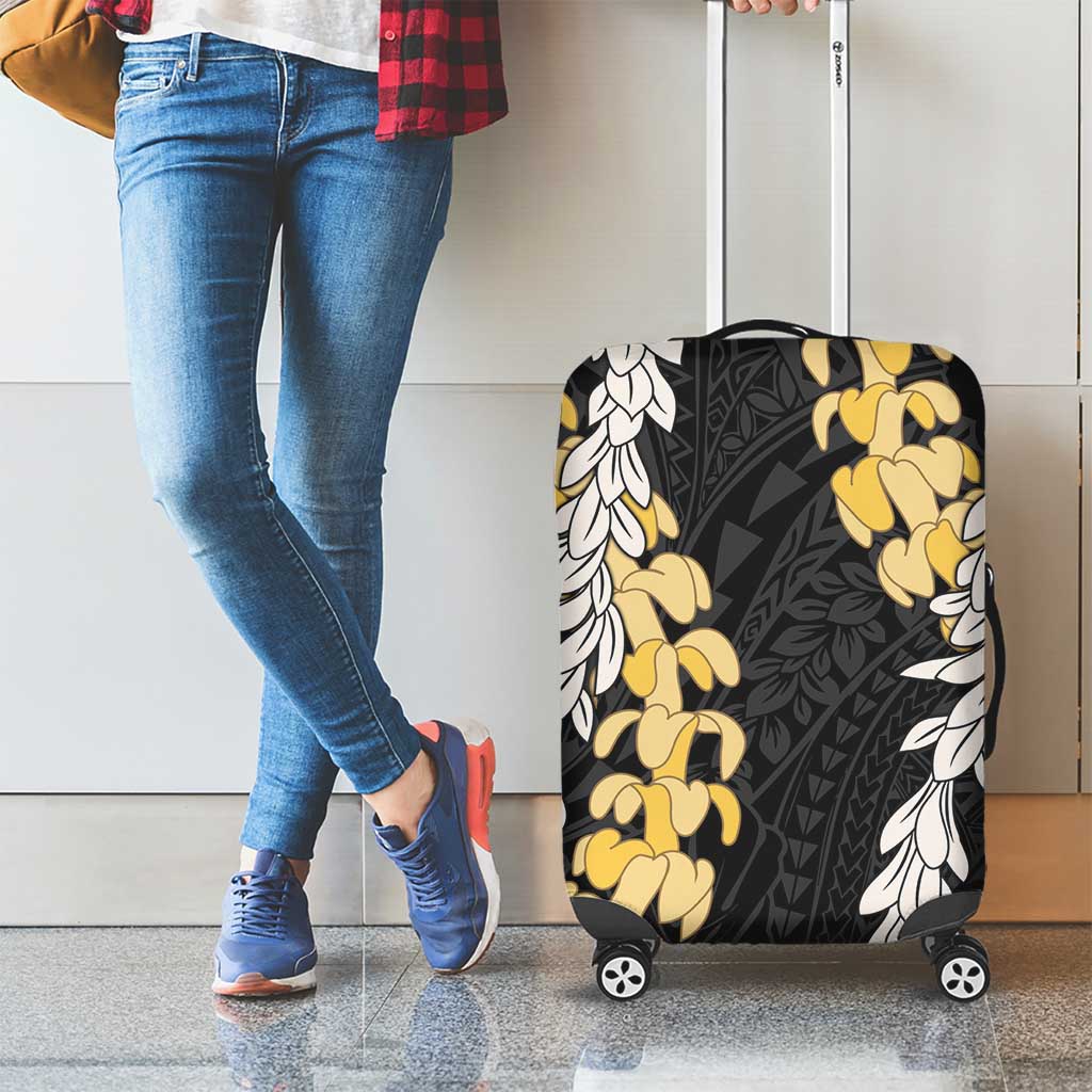Puakenikeni and Maile Lei Luggage Cover Black Double Strand Lei LT9 - Polynesian Pride