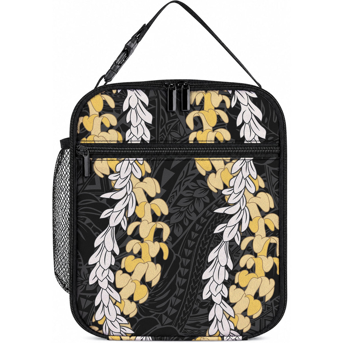 Puakenikeni and Maile Lei Lunch Bag Black Double Strand Lei LT9 10.2 × 8.3 × 4.3 inch Black - Polynesian Pride