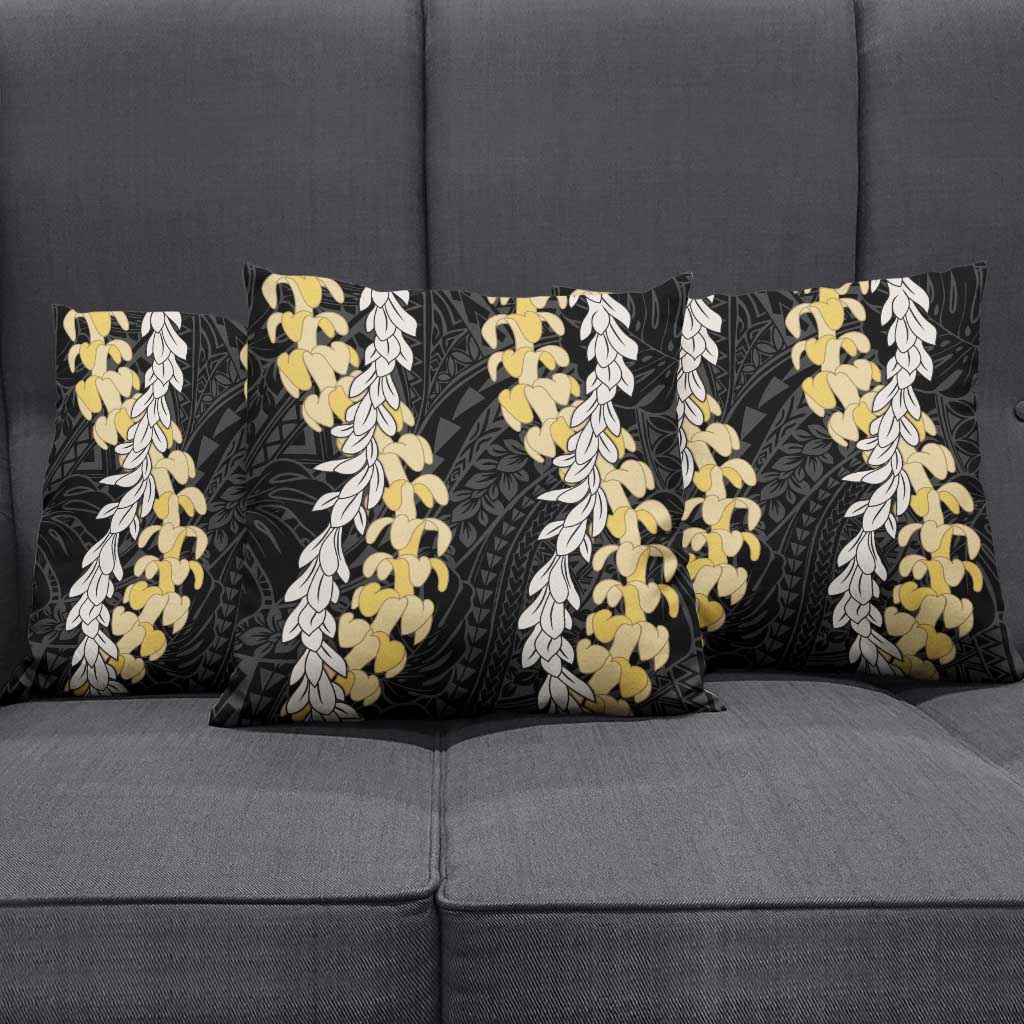 Puakenikeni and Maile Lei Pillow Cover Black Double Strand Lei LT9 - Polynesian Pride